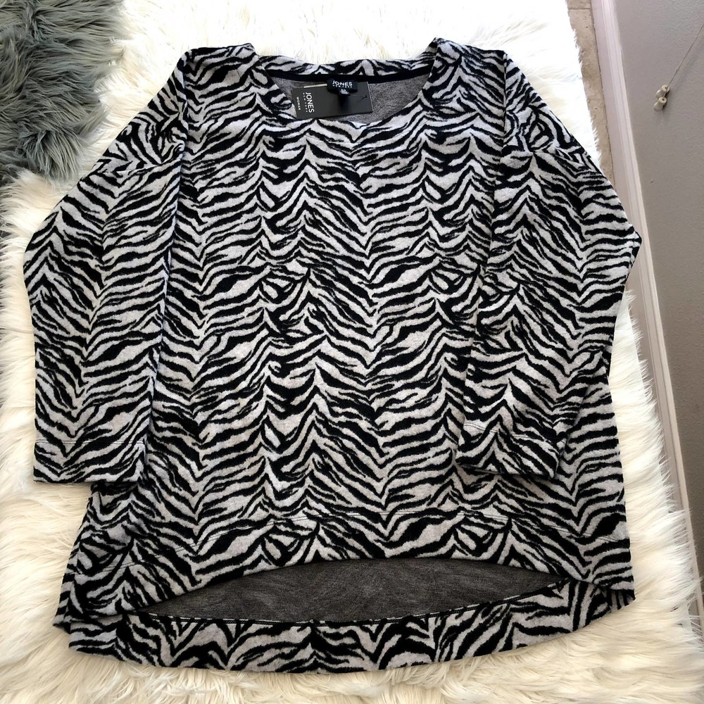 nwt jones new york zebra print soft sweatshirt size 2x